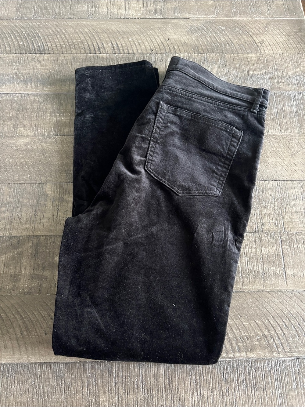 LOFT Black High-Rise Women's Black Velour Skinny Jeans